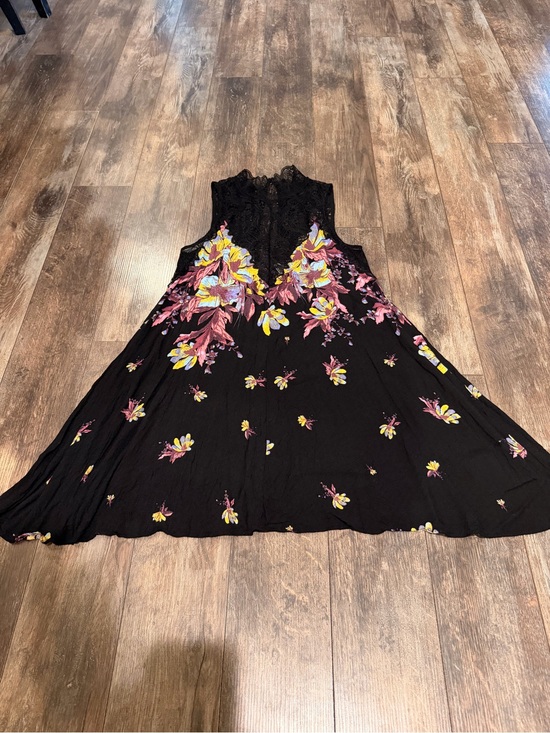Free People Dresses & Skirts - Free People Black Maxi Dress with Pink & Yellow Floral Accents